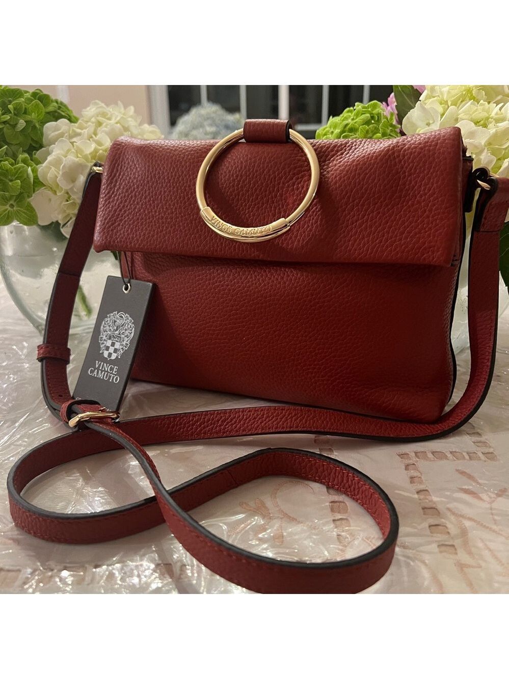 Vince Camuto -NWT Ruthie Small Crossbody Handbag Purse Black Leather MSRP $158